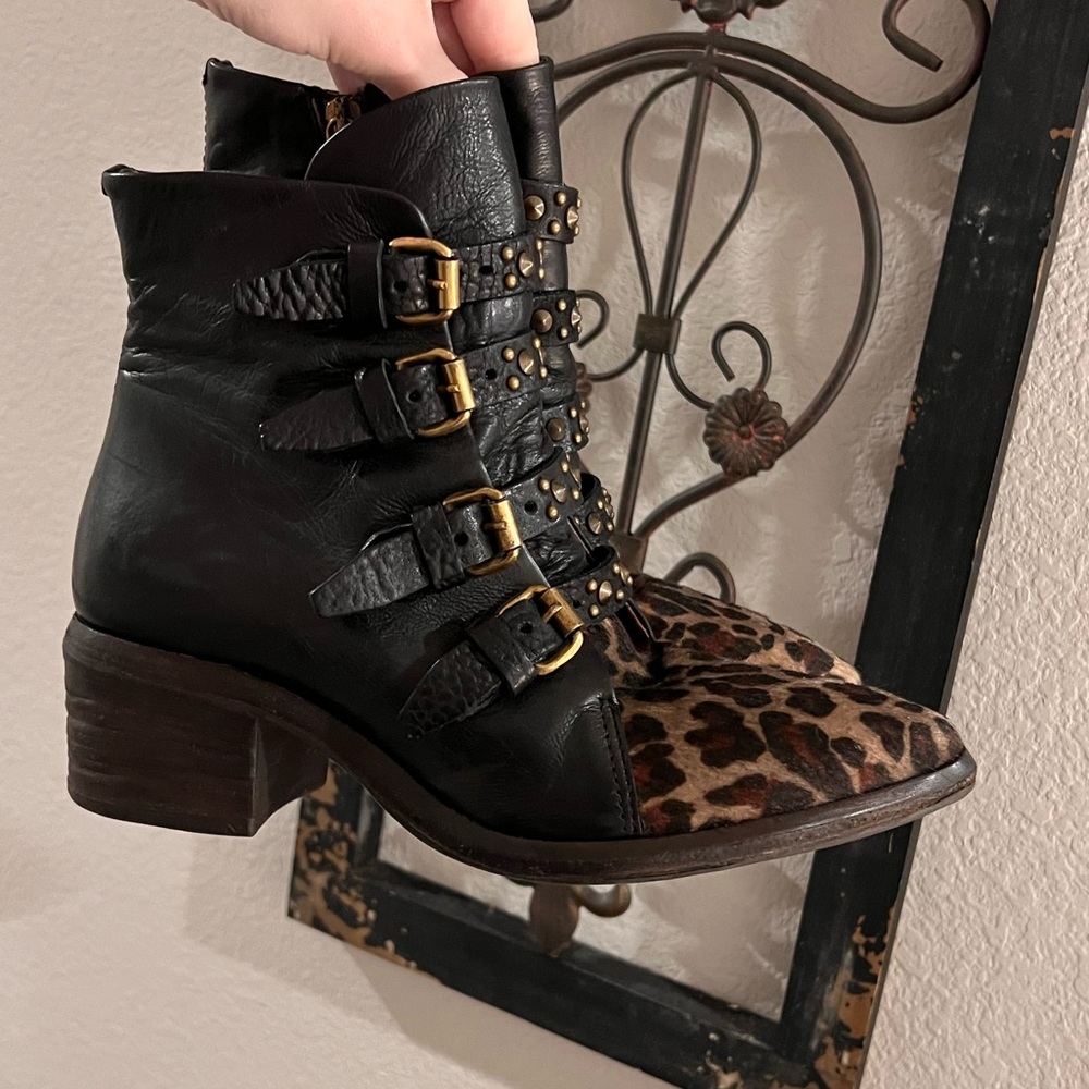 A.S.98 Frankie Black Leopard Boot Free People Size 38